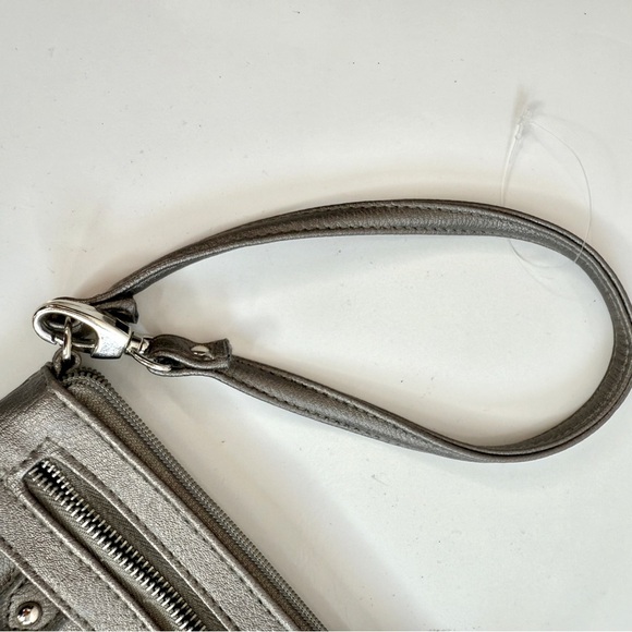 NICOLE MILLER NWT Gunmetal Grey Faux Leather Wristlet Wallet Combo NEW WITH TAGS - Picture 8 of 15